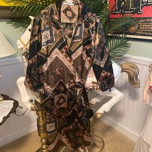 Vintage LaBelle multi colored robe with side tie
